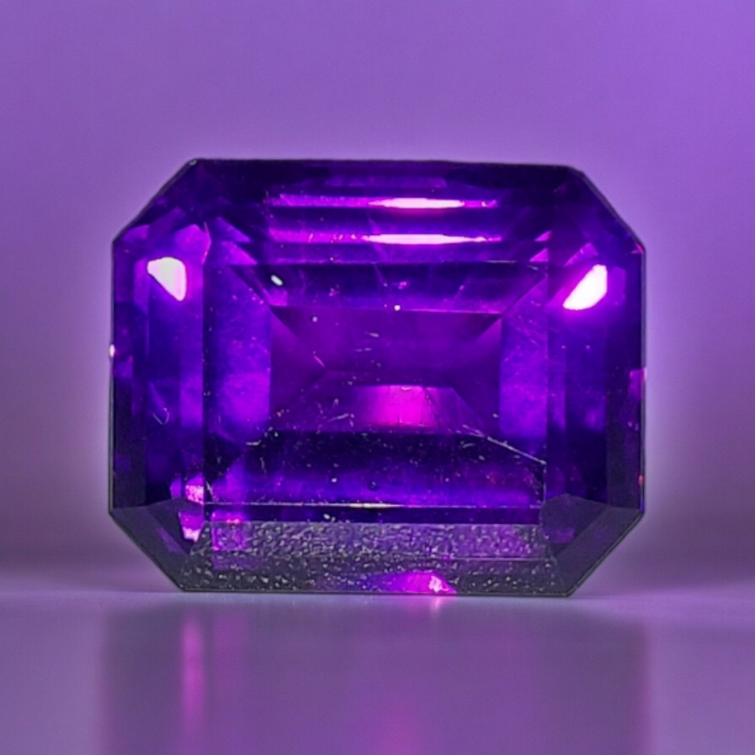 3.66 carat emerald cut amethyst